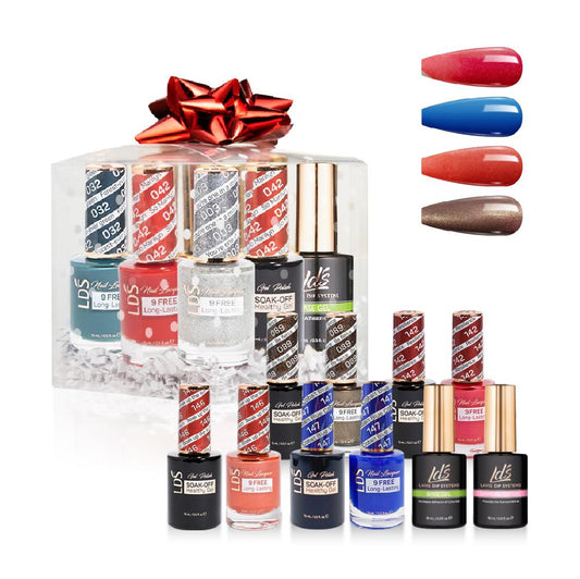 LDS Holiday Gift Bubdle: 4 Gel & Lacquer, 1 Base Gel, 1 Top Gel - 089, 142, 146, 147