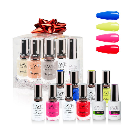 LAVIS Holiday Gift Bubdle: 4 Gel & Lacquer, 1 Base Gel, 1 Top Gel - 026, 067, 034, 031