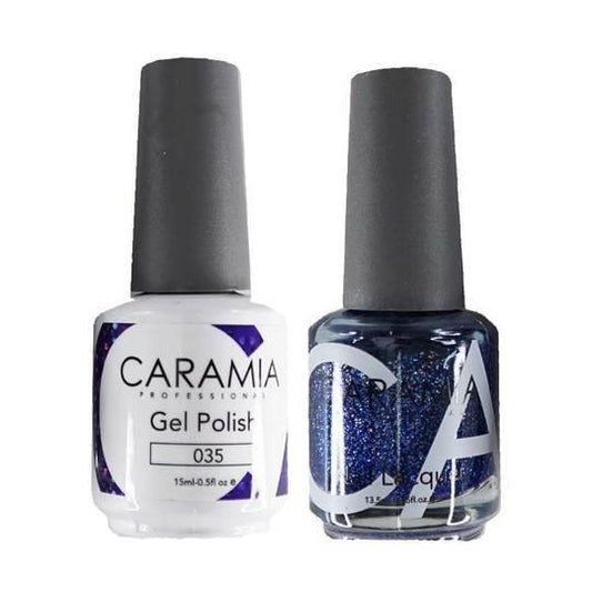  Caramia Gel Nail Polish Duo - 035 Blue Glitter Multi Colors by Gelixir sold by DTK Nail Supply