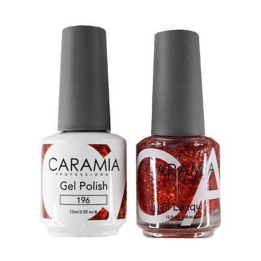  Caramia Gel Nail Polish Duo - 196 Red Glitter Colors by Gelixir sold by DTK Nail Supply
