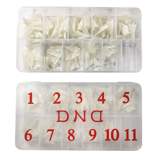 DND Acrylic Stiletto Nail Tips - Natural - 500pcs Box (Sizes #1-11)