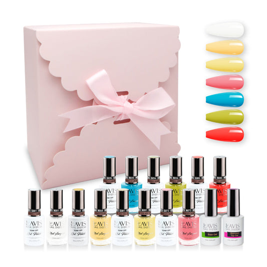 LAVIS Holiday Gift Bubdle: 7 Gel Polishes, 1 Base Gel, 1 Top Gel - 001, 068, 081, 073, 035, 036, 085