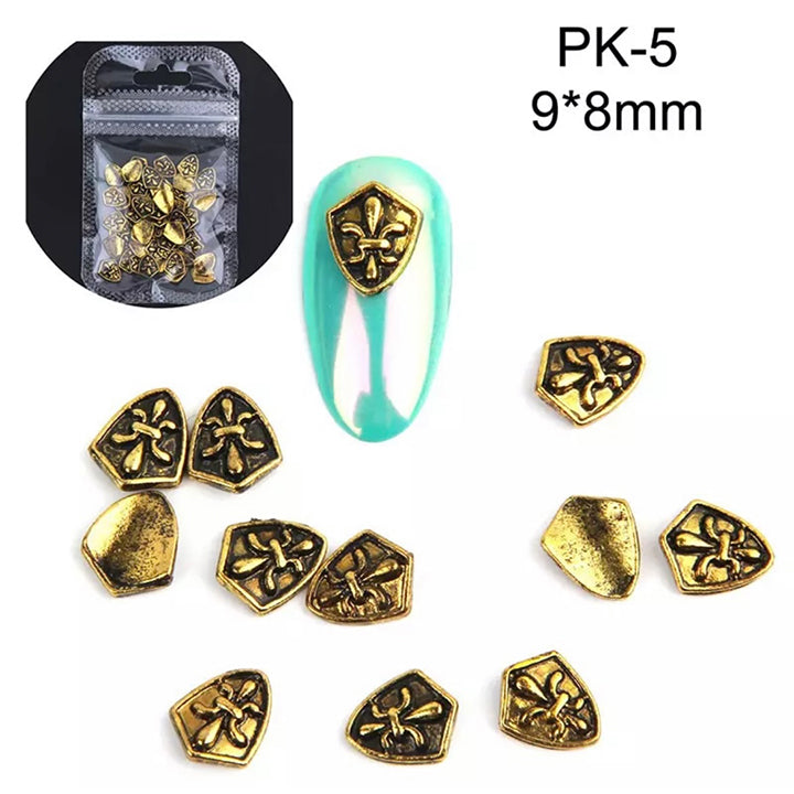  #10A Mixed Retro Nail Charms - Gold by Classy Nail Art sold by DTK Nail Supply