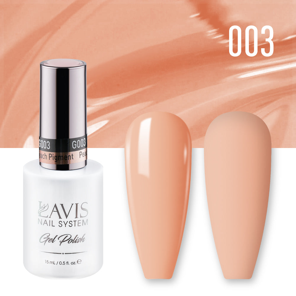 LAVIS 003 Peach Pigment - Gel Polish & Matching Nail Lacquer Duo Set - 0.5oz