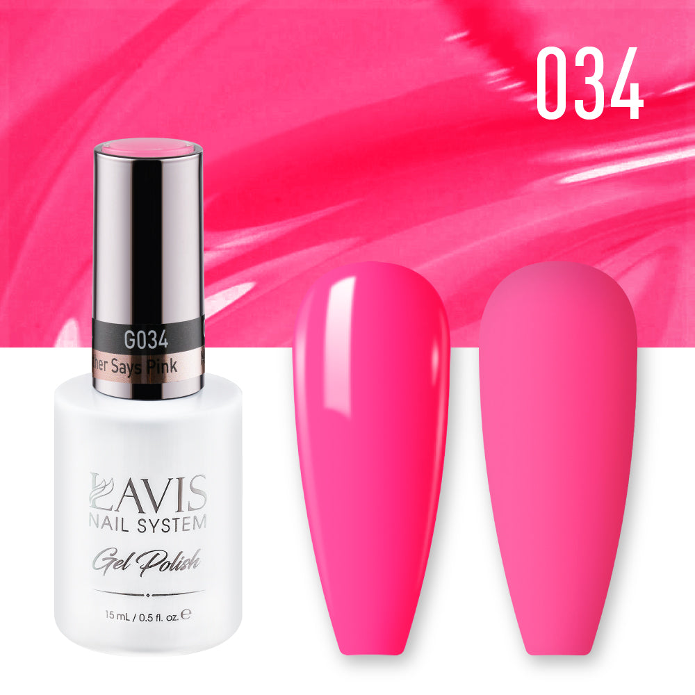 LAVIS 034 My Brother Says Pink - Gel Polish & Matching Nail Lacquer Duo Set - 0.5oz