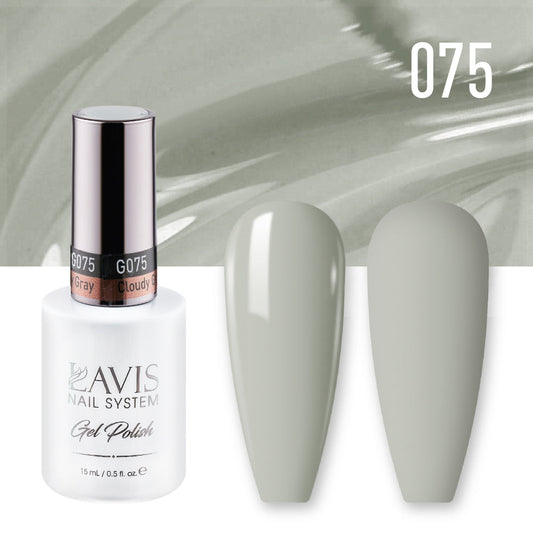 LAVIS 075 Cloudy Gray - Gel Polish & Matching Nail Lacquer Duo Set - 0.5oz