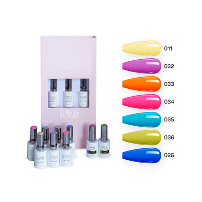 Lavis Holiday Collection: 7 Gel Polishes, 1 Base Gel, 1 Top Gel - WHEN IN TOKYO - 011; 032; 033; 034; 035; 036; 026 + BT