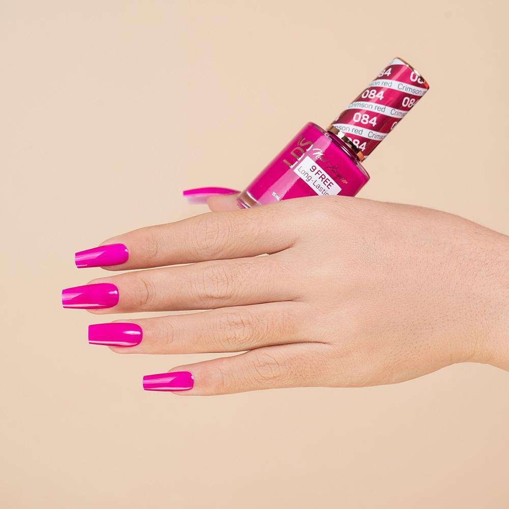 LDS 084 Crimson Red - LDS Gel Polish & Matching Nail Lacquer Duo Set - 0.5oz