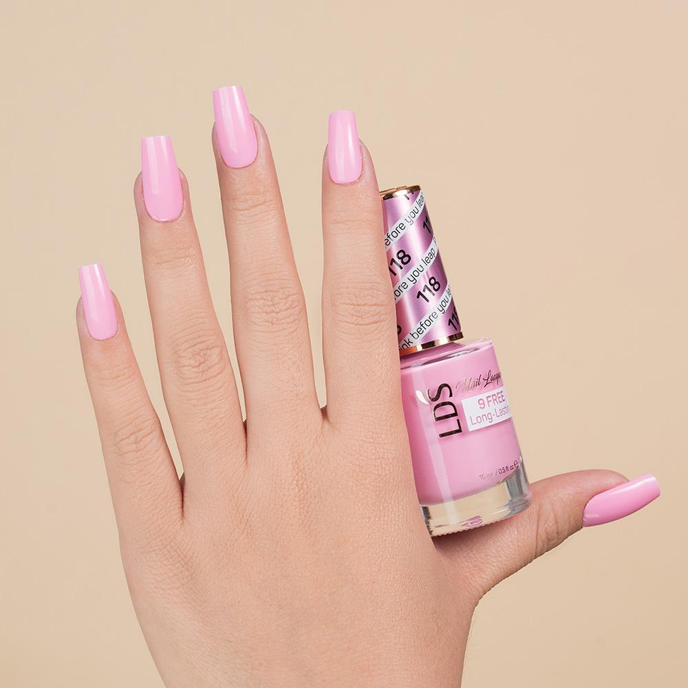 LDS 118 Pink Before You Leap - LDS Gel Polish & Matching Nail Lacquer Duo Set - 0.5oz