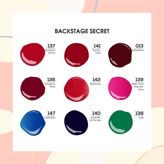 9 LDS Holiday Healthy Gel Nail Polish Collection - BACKSTAGE SECRET - 013; 136; 137; 138; 139; 140; 141; 142; 147