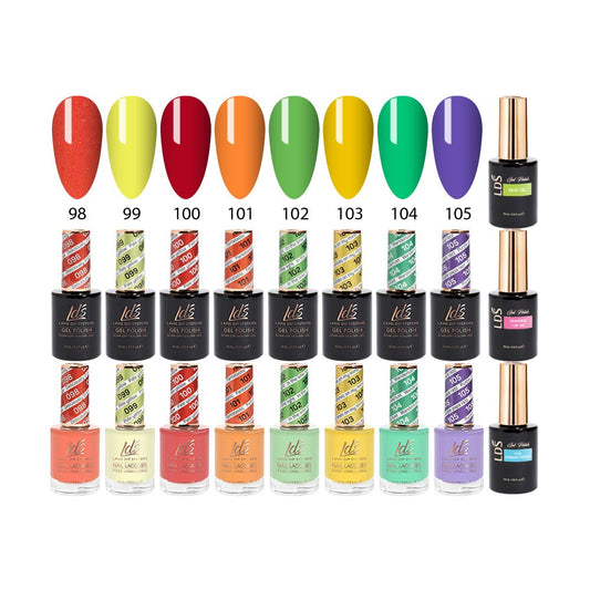 LDS Healthy Gel & Matching Lacquer Starter Kit : 98,99,100,101,102,103,104,105,Base,Top & Strengthener