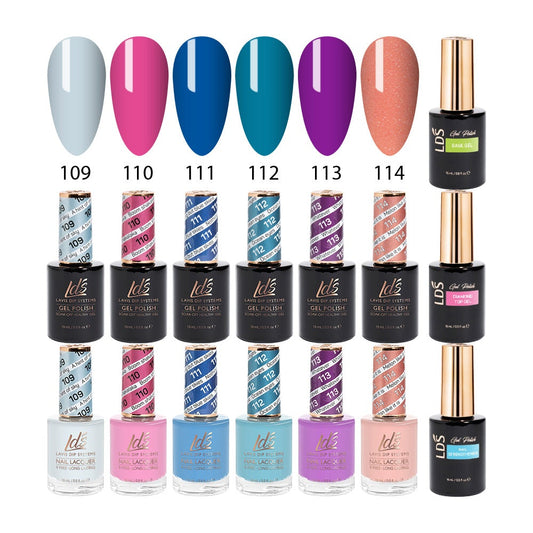 LDS Healthy Gel & Matching Lacquer Starter Kit : 109,110,111,112,113,114,Base,Top & Strengthener