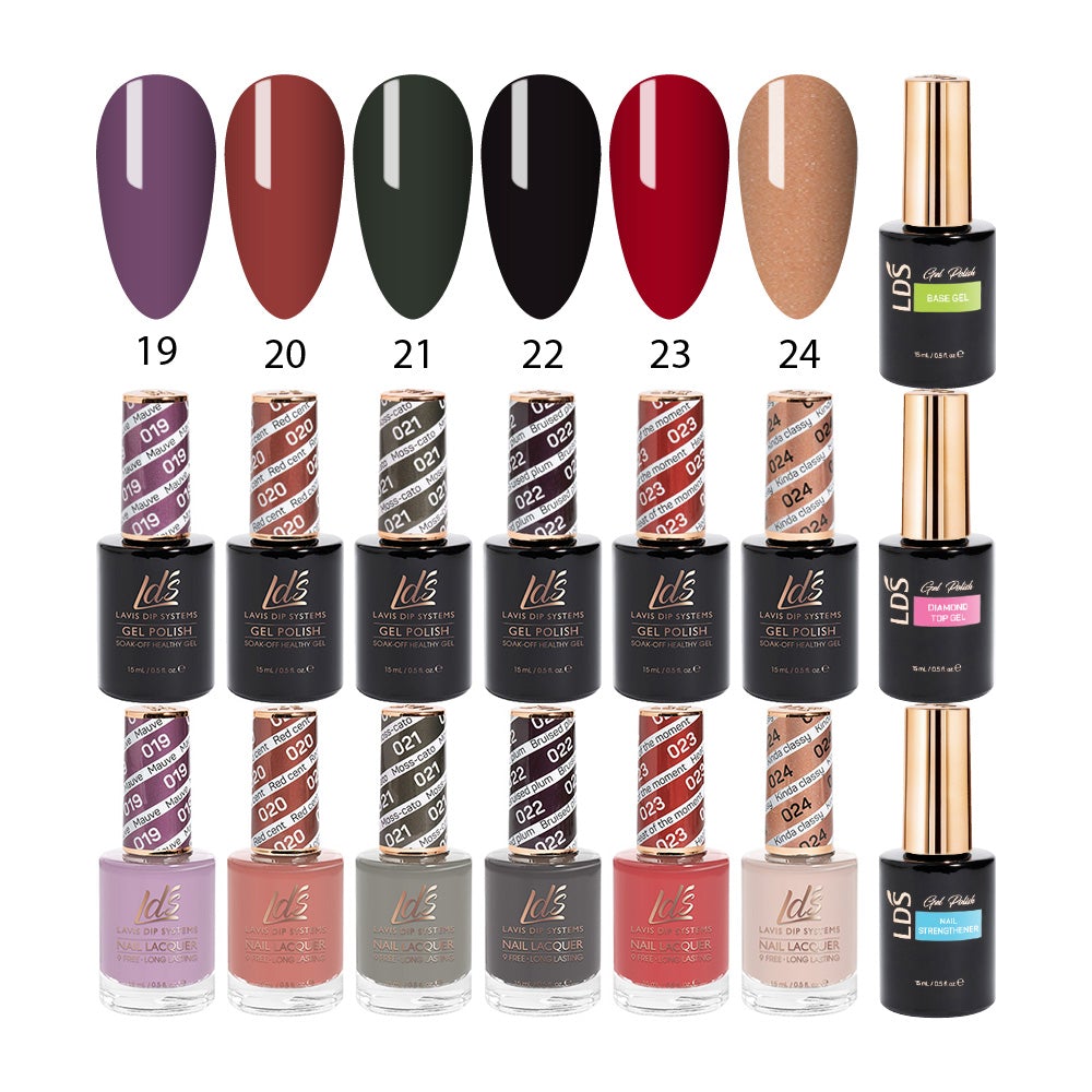 LDS Healthy Gel & Matching Lacquer Starter Kit : 19,20,21,22,23,24,Base,Top & Strengthener