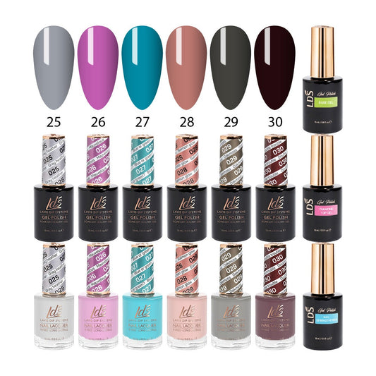 LDS Healthy Gel & Matching Lacquer Starter Kit : 25,26,27,28,29,30,Base,Top & Strengthener