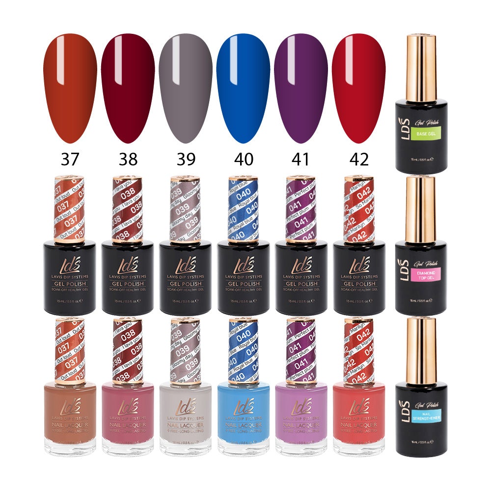LDS Healthy Gel & Matching Lacquer Starter Kit : 37,38,39,40,41,42,Base,Top & Strengthener