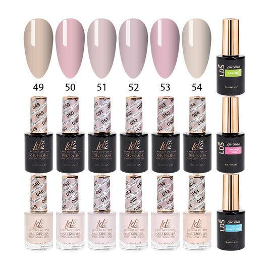 LDS Healthy Gel & Matching Lacquer Starter Kit : 49,50,51,52,53,54,Base,Top & Strengthener