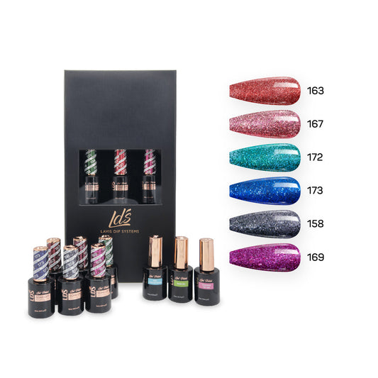 LDS Holiday Collection: 6 Healthy Gel Polishes, 1 Base Gel, 1 Top Gel, 1 Strengthener - KEEP IT PLAYFUL - 163, 167, 172, 173, 158, 169