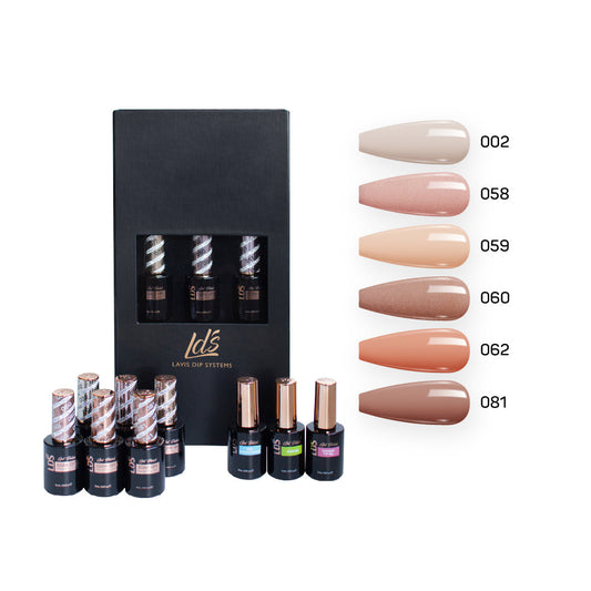 LDS Holiday Collection: 6 Healthy Gel Polishes, 1 Base Gel, 1 Top Gel, 1 Strengthener - MUSEUM MUSE -  002; 058; 059; 060; 062; 081
