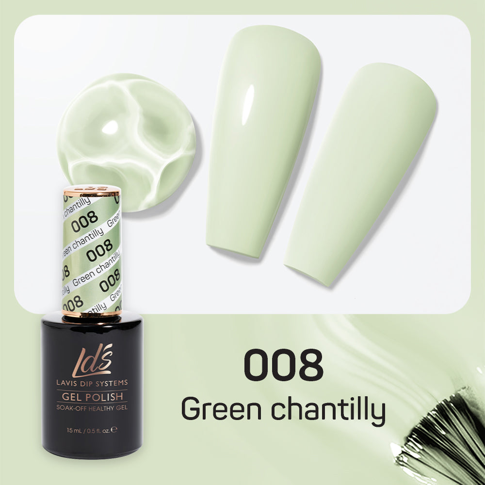 LDS 008 Green Chantilly - LDS Healthy Gel Polish & Matching Nail Lacquer Duo Set - 0.5oz