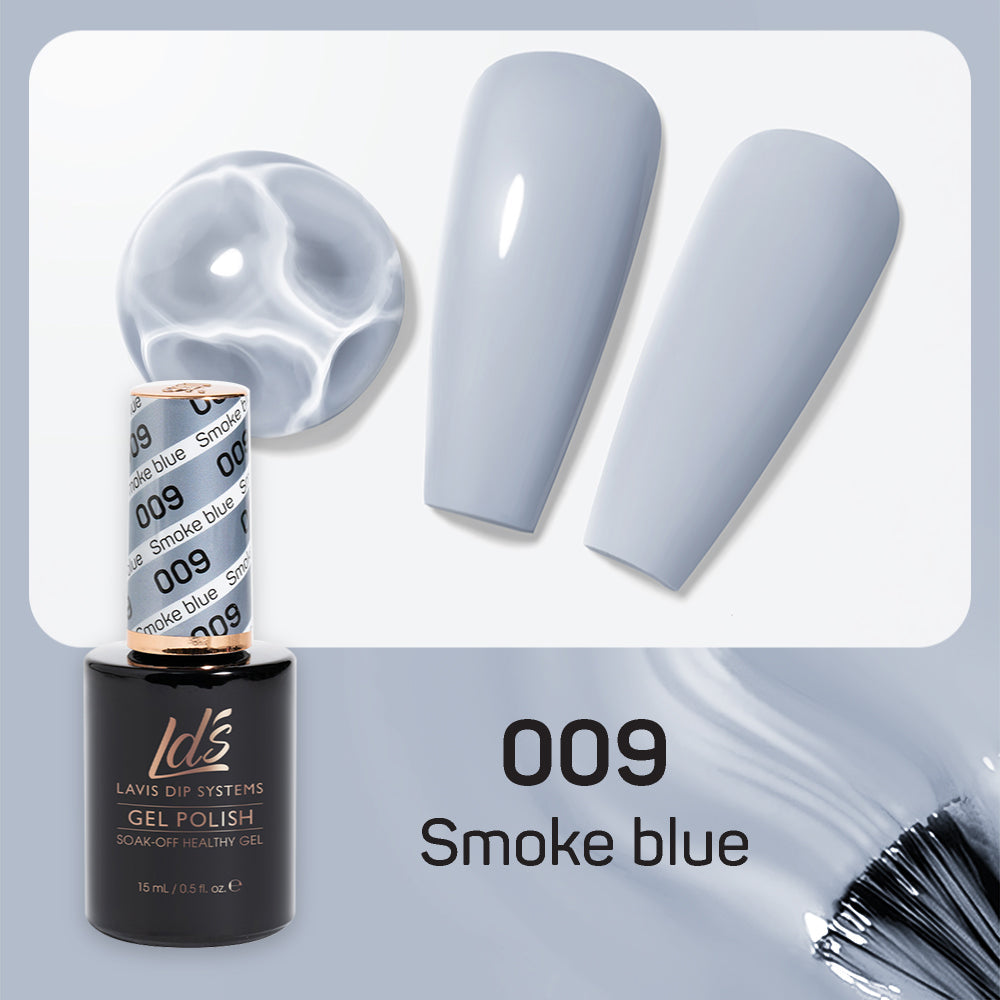 LDS 009 Smoke Blue - LDS Healthy Gel Polish & Matching Nail Lacquer Duo Set - 0.5oz