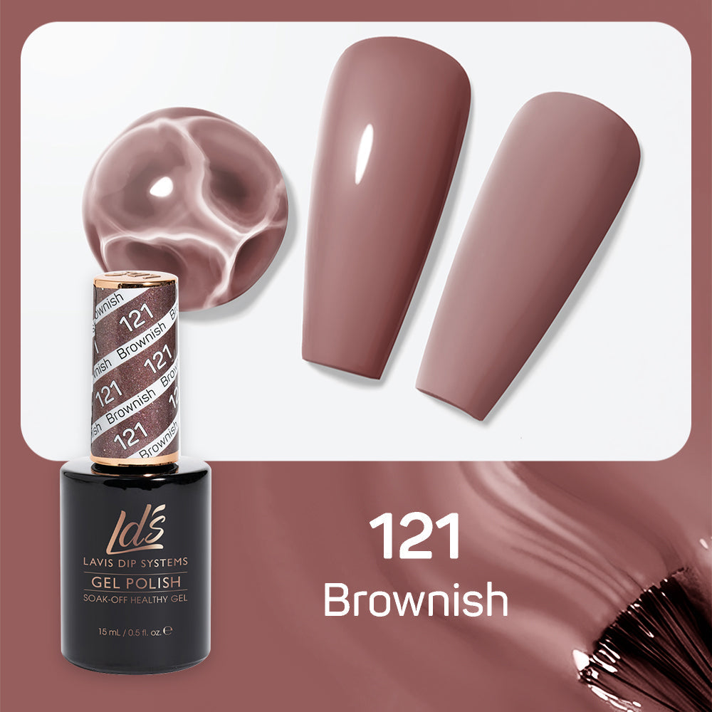 LDS 121 Brownish - LDS Healthy Gel Polish & Matching Nail Lacquer Duo Set - 0.5oz