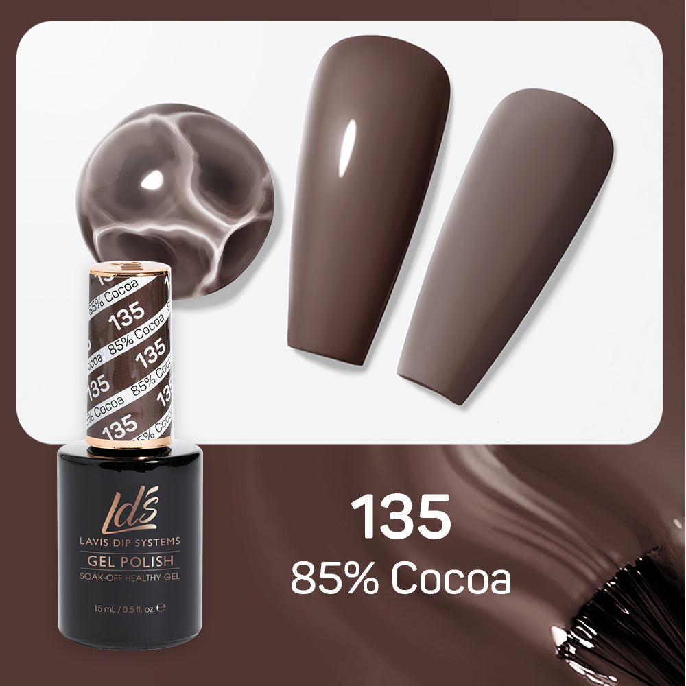 LDS 135 85% Cocoa - LDS Healthy Gel Polish & Matching Nail Lacquer Duo Set - 0.5oz