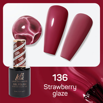 LDS 136 Strawberry Glaze - LDS Healthy Gel Polish & Matching Nail Lacquer Duo Set - 0.5oz