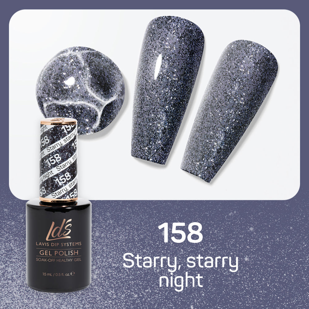 LDS 158 Starry, Starry Night - LDS Healthy Gel Polish & Matching Nail Lacquer Duo Set - 0.5oz