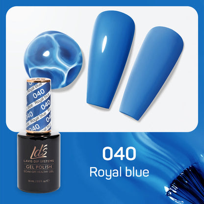 LDS 040 Royal Blue - LDS Healthy Gel Polish & Matching Nail Lacquer Duo Set - 0.5oz