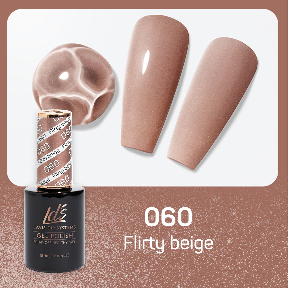 LDS 060 Flirty Beige - LDS Healthy Gel Polish & Matching Nail Lacquer Duo Set - 0.5oz