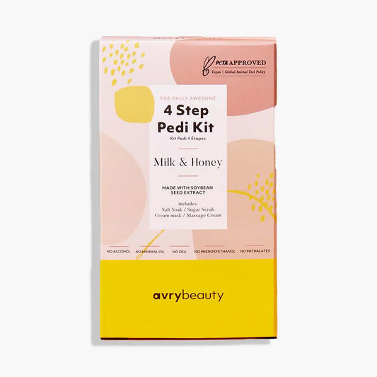 AVRY BEAUTY - 4 Steps Pedi Kit - Milk & Honey