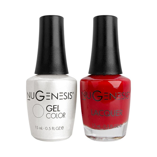 NU 013 Five Alarm Red - Nugenesis Gel Polish & Matching Nail Lacquer Duo Set - 0.5oz