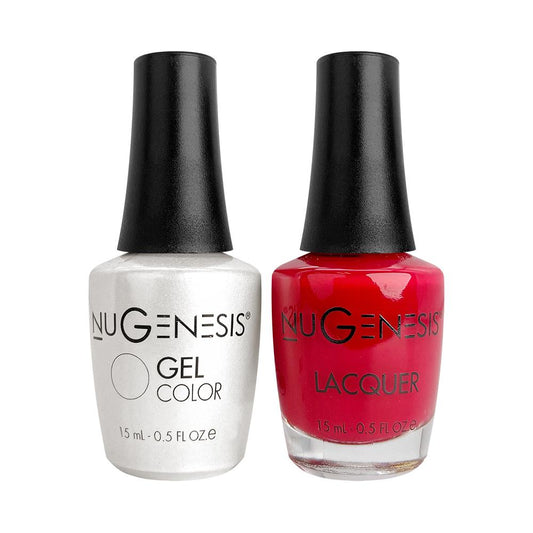 NU 021 Kiss Me Red - Nugenesis Gel Polish & Matching Nail Lacquer Duo Set - 0.5oz