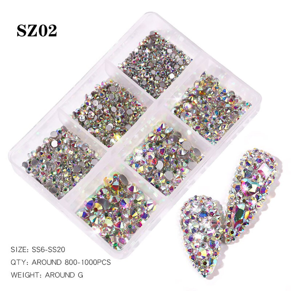 Mix Size 3D Flatback Diamond AB - SZ02