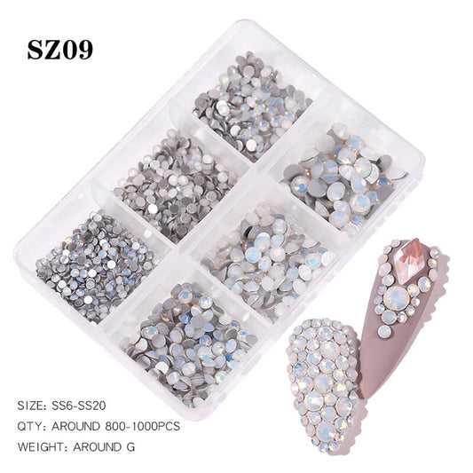 Mix Size 3D Flatback Diamond Opal White - SZ09