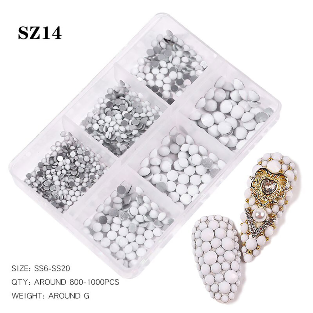 Mix Size 3D Flatback Diamond - SZ14 White