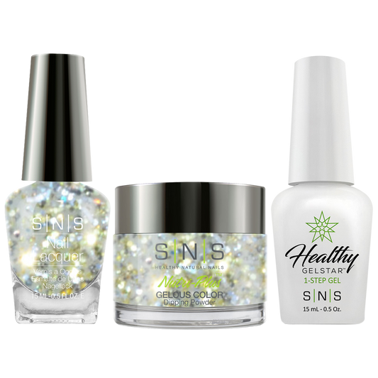 SNS 3 in 1 - WW05 Silver Bells - Dip (1.5oz), Gel & Lacquer Matching