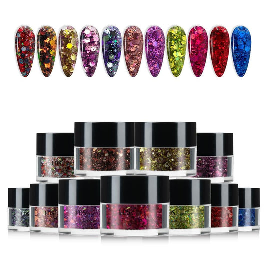 LDS Glitter Nail Art DCG Kit 3 (11 Colors): DCG02 - DCG12 - 0.5oz