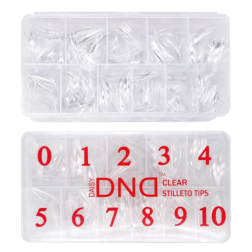 DND Clear Stilleto Nail Tips 550pcs Box (Sizes #0-10)