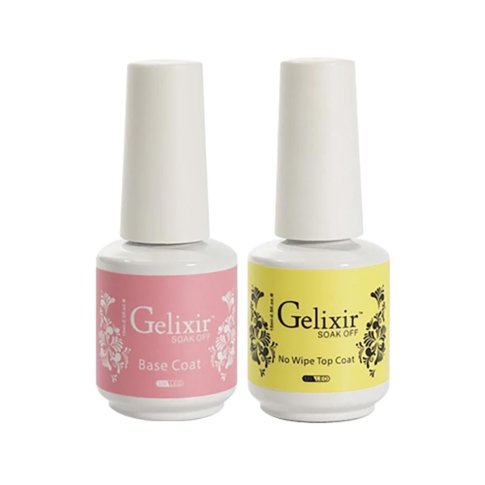 GELIXIR Holiday Gift Bubdle: 7 Gel Polishes, 1 Base Gel, 1 Top Gel - 001, 010, 067, 059, 071, 087, 047