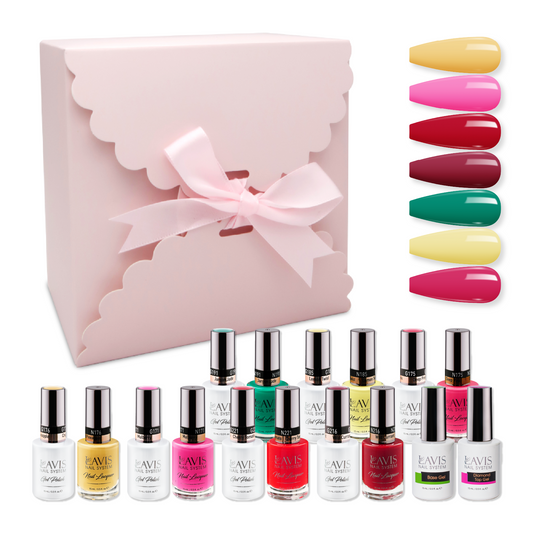 LAVIS Holiday Gift Bundle Set 12: 7 Gel & Lacquer, 1 Base Gel, 1 Top Gel - 216; 221; 176; 191; 171; 175; 185