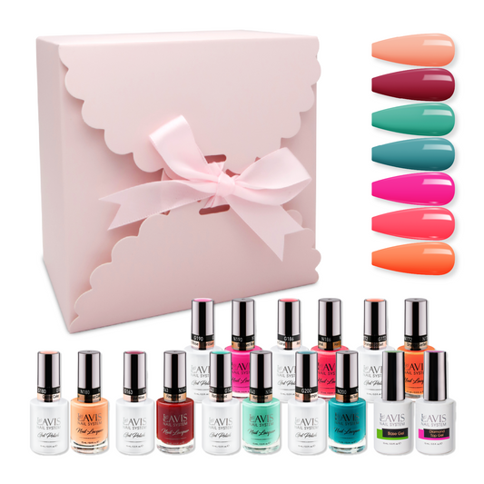 LAVIS Holiday Gift Bundle Set 13: 7 Gel & Lacquer, 1 Base Gel, 1 Top Gel - 163; 200; 180; 190 ;140; 172; 186