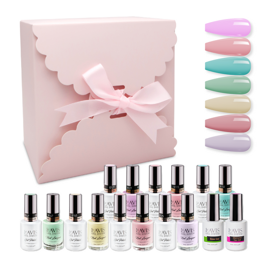 LAVIS Holiday Gift Bundle Set 2: 7 Gel & Lacquer, 1 Base Gel, 1 Top Gel - 145; 150; 115; 125; 147; 127; 128