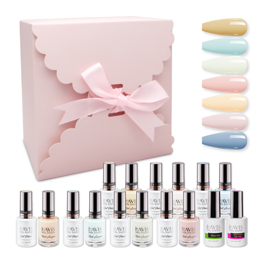 LAVIS Holiday Gift Bundle Set 4: 7 Gel & Lacquer, 1 Base Gel, 1 Top Gel - 068; 022; 009; 004; 003; 002; 078