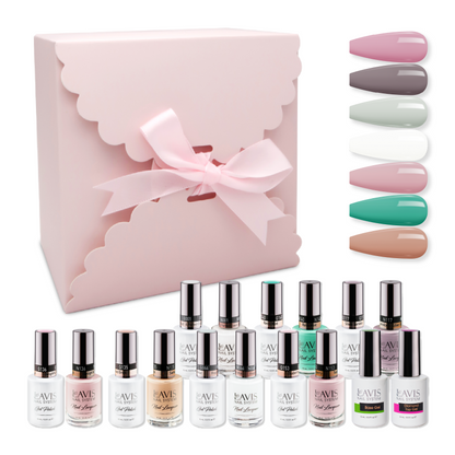 LAVIS Holiday Gift Bundle Set 5: 7 Gel & Lacquer, 1 Base Gel, 1 Top Gel - 117; 136; 153; 001; 135; 066; 140