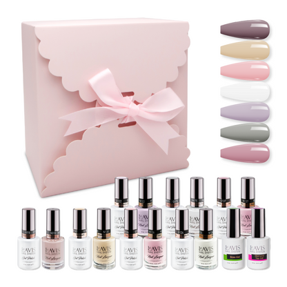 LAVIS Holiday Gift Bundle Set 6: 7 Gel & Lacquer, 1 Base Gel, 1 Top Gel - 124; 126; 122; 137; 018; 130; 075