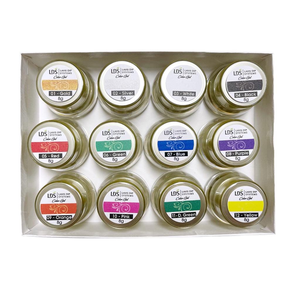 LDS Color Gel Kit 4 (12 colors): 01, 02, 03, 04, 05, 06, 07, 08, 09, 10, 11, 12 , 1 LDS Liner Brush