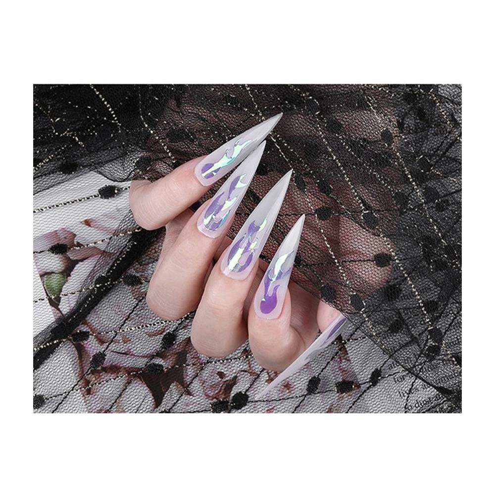 16 PCS Holographic Fire Flame Nail Art Decals