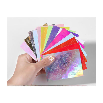 16 PCS Holographic Fire Flame Nail Art Decals