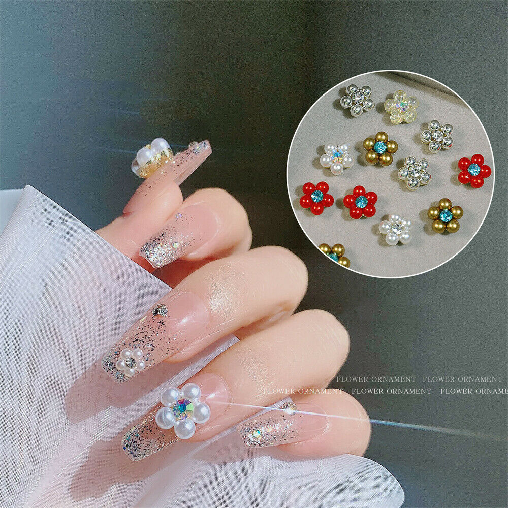 Flower Opnament 6 Grid Pack Alloy Nail Art Charms for Manicure Nail Art Decor